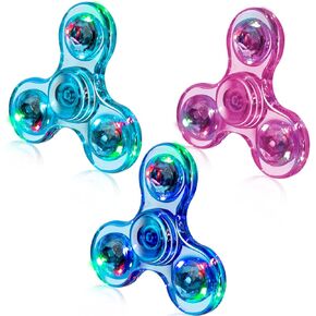 FIGROL 3 Pack Led Light Fidget Spinners, Christmas Crystal Finger Toy Gift for Children, Stress Reduction and Anxiety Relief Hand Spinners