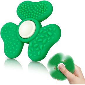 St. Patricks Day Fidget Toys for Kids, Trefoil Hand Sensory Toy for Adults, Green Textured Fidget Spinners for Boys Girls, Office Anxiety Relief Desk Toy, Classroom Prize Valentines Day Gifts for Kids