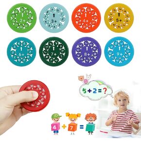 Math Fidget Spinners,Easter Basket Stuffers,Sensory Toys for Kids with 50pcs Award Stickers,Counting Early Education Classroom Learning for Pupil(Add/Subtract/Multiply/Divide 18PCS)