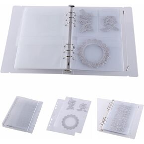 Die Storage Book Binder Die and Stamp Storage Folder Page Protectors 1 Cover with 25 Sheets Pockets Set Organizer Collection Case Template Holder DIY Scrapbooking Storing