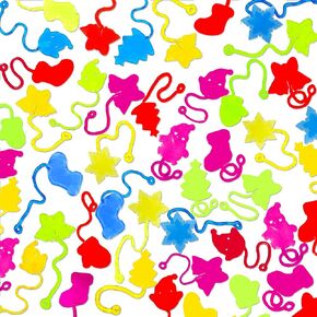 40Pcs Christmas Sticky Hands Bulk Party Favors for Kids, Stretchy Sticky Christmas Styles, Treasure Box Toys for Christmas Stocking Stuffers, Pinata Fillers,Classroom Prizes, Christmas Gifts