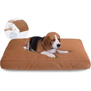 Miguel Durable Canvas Dog Bed for Large Medium Pet Outdoor Dogs Pad 14 Ounce Canvas Dog Pillow Waterproof with Removable Washable Cover,40 x 30 inch,40 x 30 inch, Caramel