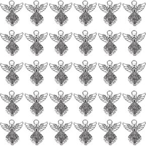 AUEAR, Antique Silver Angel Charms Pendants for DIY Jewelry Making Necklace Bracelet