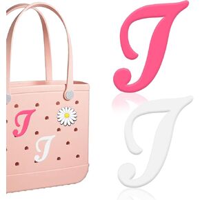 AIERSA 2Pcs Letter Charms for Bogg Bag,Charm for Bogg Bag Accessories,Alphabet Insert Charms Compatible with Bogg Bag and Simply Southern Bag Decorative, Fit Most Rubber Beach Bag