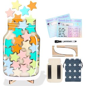Magnetic Reward Jar, 6pc Star Reward Jar Set for Kids Potty Training Reward Jar System for Classroom, Magnetic Reward Jar for Classroom Board Behavior Management Home Reward Jar for Boys Girls