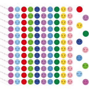 6000 Pcs Happy Smiley Face Stickers for Kids Reward,0.4 inch 10 Colors Mini Round Colorful Reward Labels,10 Styles Happy Face Stickers for School Reward Behavior Chart Students Teacher Supplies