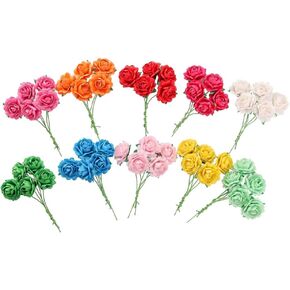 Handmade Mini Heart Petals Mulberry Paper Roses 18 mm Mulberry Paper Flowers Scrapbooking Wedding DIY Craft Supplies Card Artificial Roses, Artificial Flowers (10 Colors) 50 Pcs