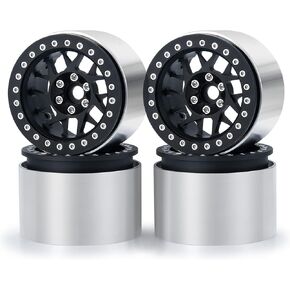 MOHERO Aluminum 2.2" RC Beadlock Wheels Rims 45mm 4pcs for 1/10 Axial SCX10 90046 TRX4 TRX6 Wraith RR10 D90 RC Crawler Car (Titanium & Black)
