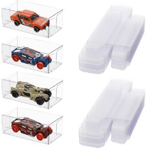 BTSKY 120 PCS 1/64 Scale Model Car Display Case Protector Packs Compatible with Hot Wheels Matchbox Collectors Case Transparent Toy Car Display Boxes Square Clear PVC Plastic Diecast Car Display Case