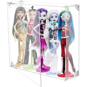 Beautyflier Acrylic Display Case for Monster High Doll, Wall Mounted or Desktop Dustproof Display Box for Monster High Booriginal Creeproduction Doll, Display Showcase, Up to 5 Dolls (Case Only)