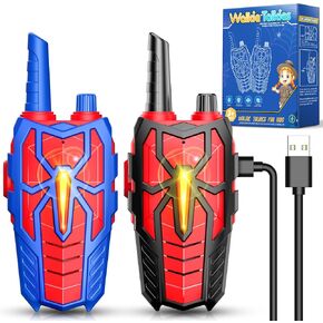 Spider Walkie Talkies Rechargeable Toys for Kids : Gifts for Boys Ages 3 4 5 6 7 8 9 10 Kids Walkie Talkies 2 Pack Outdoor Hiking Toy for 5-7 Year Old Boy Christmas Birthday Gift 2 Way Radio for Boys