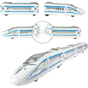 OTONOPI Toy Train Set Die-cast Bullet Train Magnetic Railway High Speed Harmony Train Subway City Train Set Locomotives Pull Back Toy for Kids Age 3+ Home Decoration Pack of 4pcs