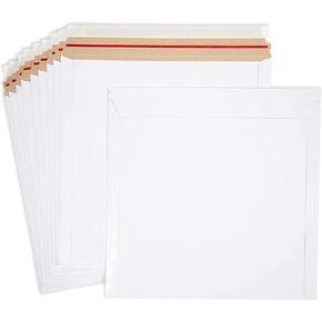 White Rigid Mailing Envelopes, Stay Flat Mailers (12.5 x 12.5 Inches, 100 Pack)