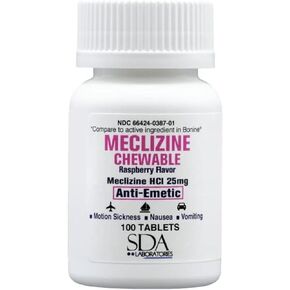 MECLIZINE 25MG 1000CT CHEWABLE Tablets by SDA Labs