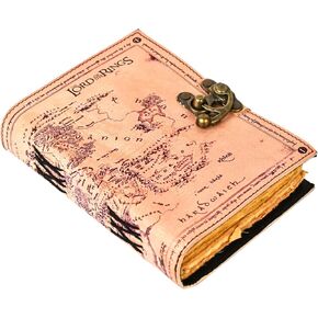 Spell Book of Shadow Lord of the Ring Leather Journal Diary Antique Deckle Edge Paper With Clasp Lock Witchcraft Wiccan Sketchbook Christmas Gift For Men & Women
