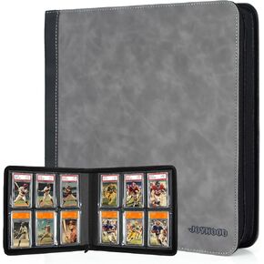 JoyHood Graded Card Binder, Graded Cards Holder with 6 Slot - Holds 60 PSA Slabs, Graded Card Storage Album compatible with CGC/PCG Slabs (Grey)