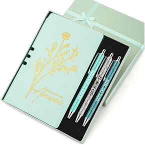 Team Appreciation Gift Set for Employee A6 Leather Journal Notebook Pen with Gift Box Thank You Christmas Gift for Coworker Staff Medical Assistant Teacher Women Men(Black,Thank You)