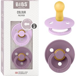 BIBS Pacifiers 6-18 Months | Colour Collection 2-Pack | BPA-Free Round Natural Rubber Nipple | Made in Denmark | Violet Sky/Mauve Color Pacifier