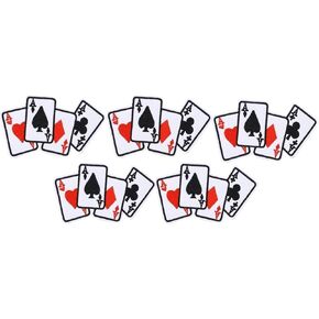5 Pcs Sewing Repair Patches, Poker Ace Clothes Patch Iron on Playing Card Embroidered Applique DIY T Shirt Fabric Cloth Sticker Sewing Notions and Supplies, Sewing Machine Attachments