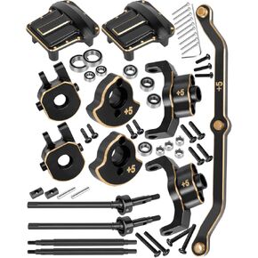 RC Axle Widening & Diff Cover Upgrades Part for 1/18 Trx4m RC Crawler Car,Brass Front & Rear 11MM Wider Axle Widening(11mm Wider on Each Side) w/ 2pcs Diff Cover for 1/18 Trx4m,Black