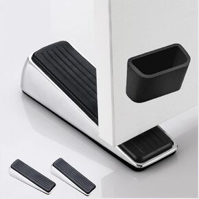 2 Pack Door Stoppers for Bottom of Door Security,Heavy Duty Wedge Door Stop for All Floor Surfaces,Metal and Rubber Door Stops with Holder and Keeps Your Door Open，Free Storage Stand for Easy Storage