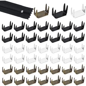 45 PCS Zipper Stoppers, 5 Top & Bottom Stops, Zippers Repair Kits for Bags Coats Jackets(Bronze + Gunmetal + White Silver)