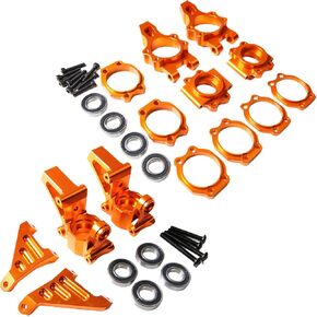 CNC Aluminum Front Rear Wheel Hub Carrier C-Hub Mount Sets for 1:5 RC Car HPI KM Rovan Baja 5B 5T 5SC Buggy Truck Part (Silver)
