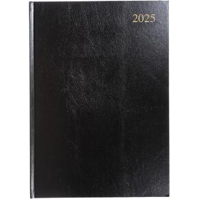 Collins Essential 2025 Business Diary - A5 Day to a Page Planner with Faux Leather Hardback Cover - Maroon - ESSA51.78-25