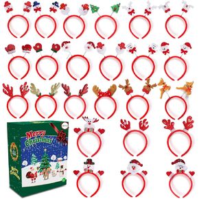 24 Pcs Christmas Headbands, Christmas Party Favors, Christmas Classroom Prizes Gifts, Bulk Christmas Goodie Bag Stuffers