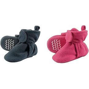 Hudson Baby Girl Cozy Fleece Booties 2-Pack, Heather Gray Brown, 2 Toddler