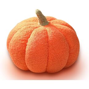 Halloween Plush Pumpkin Throw Pillow, Stuffed Animal Soft Toys 3D Pumpkin Shape Sofa Cushion for Home Decor (White, 14 Inch)
