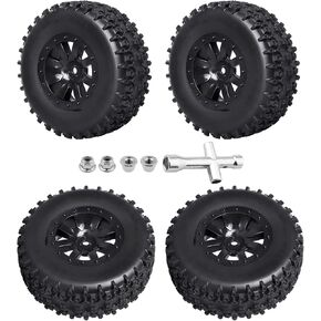 عجلات وإطارات شاحنة قصيرة 1/10 RC مُلصقة مسبقًا 12 مم إطارات SCT سداسية مع حشوات إسفنجية متوافقة مع Traxxas Slash 2WD Vxl 4x4 BL-2S Blackout SC Losi 22S SCT قوة ليبو بدون فرشاة 2S-4S in Kuwait