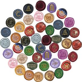 46 Pcs Vintage Wax Seal Stickers Adhesive for Envelope Party Wedding Invitation Greeting Card Making Gift Present Wrapping Scrapbooking Junk Journal Craft Decoration, 23 Patterns