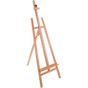 U.S. Art Supply La Jolla Classic 64" to 89" High Lyre Style Studio A-Frame Easel - Artists Floor Stand, Sturdy Beechwood, Adjustable Height to 48" Canvas - Wood Artwork, Painting, Sign Display Holder