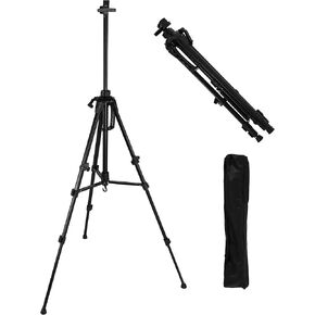 Creative Inspiration Valerri 61" Rugged Artist Easel, Portable, Adjustable Height for Floor to Table-top Drawing or Painting, Lightweight Aluminum Black w/Nylon Carrying Travel Bag