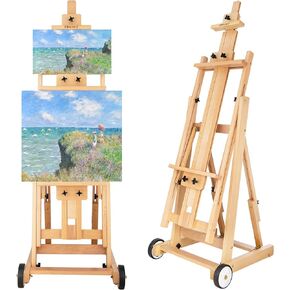 H-Frame Studio Easel, Adjustable Beechwood Artist Painting Easel, Large Floor Easel Stand for Adults and Professional Artists, Holding Canvas up to 78Inches, Walnut