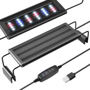 FEDOUR USB Mini Aquarium LED Light, Full Spectrum Aquarium Light with Extendable Brackets, Adjustable Aquarium Plant Light with External Controller, for Freshwater Tank (7-12in)