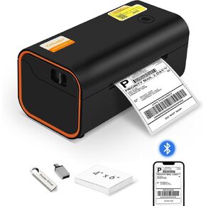 Yinleader Shipping Label Printer, 4x6 Thermal Bluetooth Label Printer Compatible with Windows, Mac OS, ChromeOS, iOS and Android, Amazon, Ebay, UPS, USPS, FedEx, Shopify (Black)