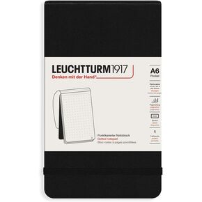 LEUCHTTURM1917 - Pocket Notepad A6-184 Ruled Micro-Perforated Pages, Black