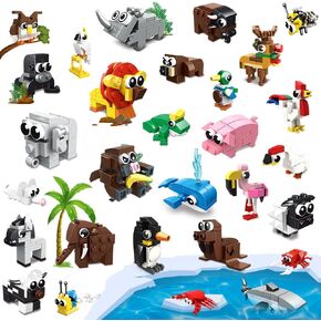 HOGOKIDS 30 Packs Party Favors for Kids - 867PCS Animals Building Blocks Sets for Classroom Prizes Goodie Bag Fillers Stocking Stuffers Birthday Valentines Easter Gifts for Kids Boys Girls 6+