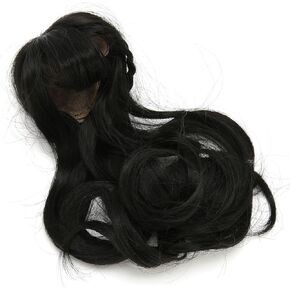 Doll Long Curly Wig, Exquisite Beautiful High Temperature Synthetic Hair Doll Wig for 6.1-6.7in Head Circumference (Black)
