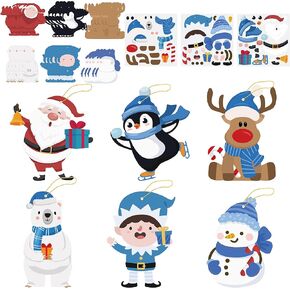 Haooryx Winter DIY Stickers Craft - 46PCS Winter Christmas Self-Adhesive Stickers Arts Craft Kit Kids DIY Xmas New Year Gifts Ornament Make Your Own Crafts Project DIY Snowmen Penguin Holiday Class