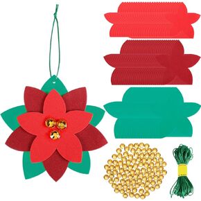 24 Pack Christmas Poinsettia Flowers Ornament Craft Bulk 5.1 Inch Foam Christmas Crafts Set Poinsettia Flowers Craft Kit for Christmas Holiday Winter Party DIY Activities Home Decor