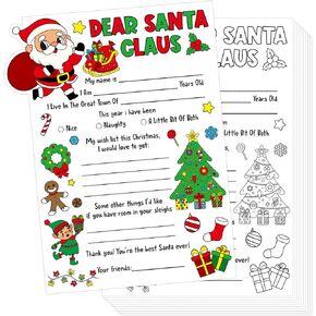 CANIFORTUNE 50 قطعة لون رسالتك الخاصة إلى سانتا الثابتة قائمة أمنيات التلوين حرف عيد الميلاد للأطفال سانتا رسائل عيد الميلاد نشاط عيد الميلاد هدايا الحفلات in Kuwait