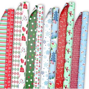 Hallmark Reversible Christmas Wrapping Paper Rolls for Kids (6 Rolls: 150 Sq. Ft. Total) Cookies, Donuts, Mittens, Penguins, Dinosaurs
