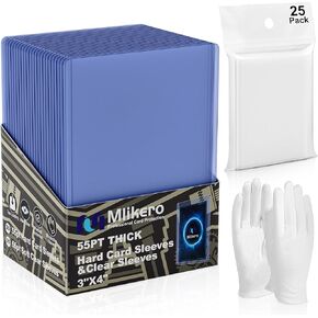 50 Count 55pt Card Sleeves Hard Plastic, 55pt Hard Card Sleeves with 50 Count 55pt Clear Soft Sleeves, 3"x4" Baseball Card Protectors Hard Plastic Perfect for 55pt Baseball Cards, Football Cards