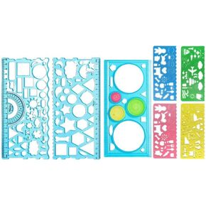 7PCS/Set Multi Shaped Drawing Templates Plastic Ruler Multi-Function Painting Oval Geometric Template Curve Pattern Ruler Creative Office Supplies