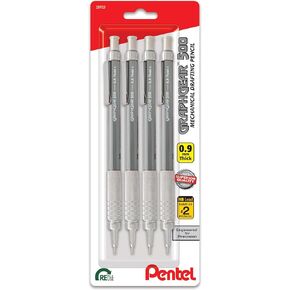 Pentel GraphGear 500 Mechanical Drafting Pencil, (0.9mm), Bold Line, Gray Barrel, Pack of 4 (PG529BP4N)