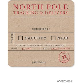 Andaz Press Christmas Collection, Square Gift Label Stickers, North Pole Tracking, 40-Pack, Unique Christmas Stationery, North Pole Sticker, Present Packaging North Pole Stamp North Pole Stamp Sticker