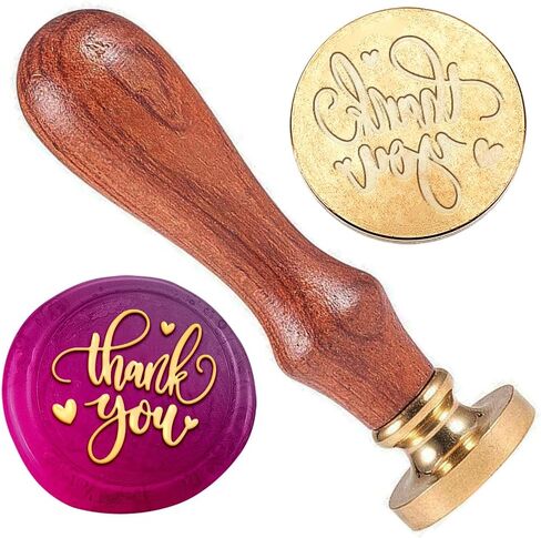 Words Thank You Wax Seal Stamp Embossed Stamp Sealing Removable 1" Brass Wax Seal Stamp Head with Wooden Handle Wedding Invitations Envelopes Gift Packing Thanksgiving Craft Decor in Saudi Arabia